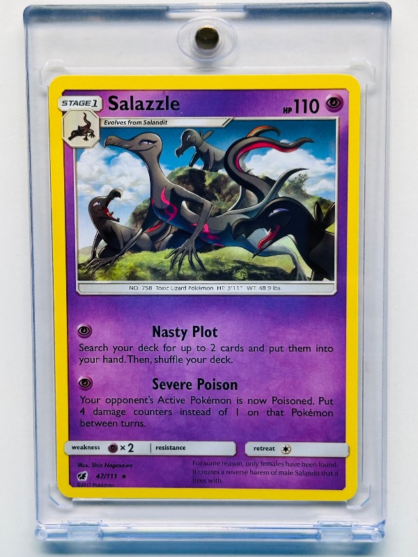 Photo 1 of 152392… Pokémon Salazzle card in hard plastic case 