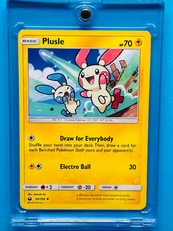 Photo 1 of 152396… Pokémon Plusle card in hard plastic case 