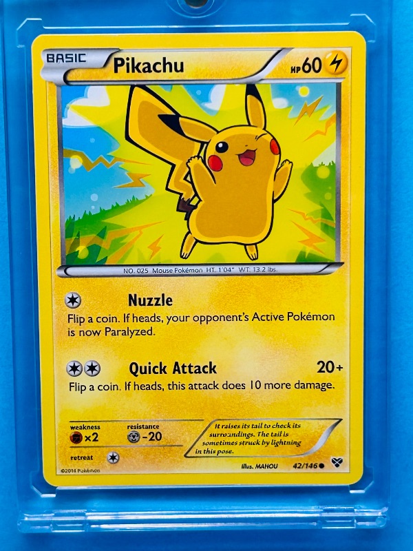 Photo 1 of 152403… Pokémon Pikachu card in hard plastic case 