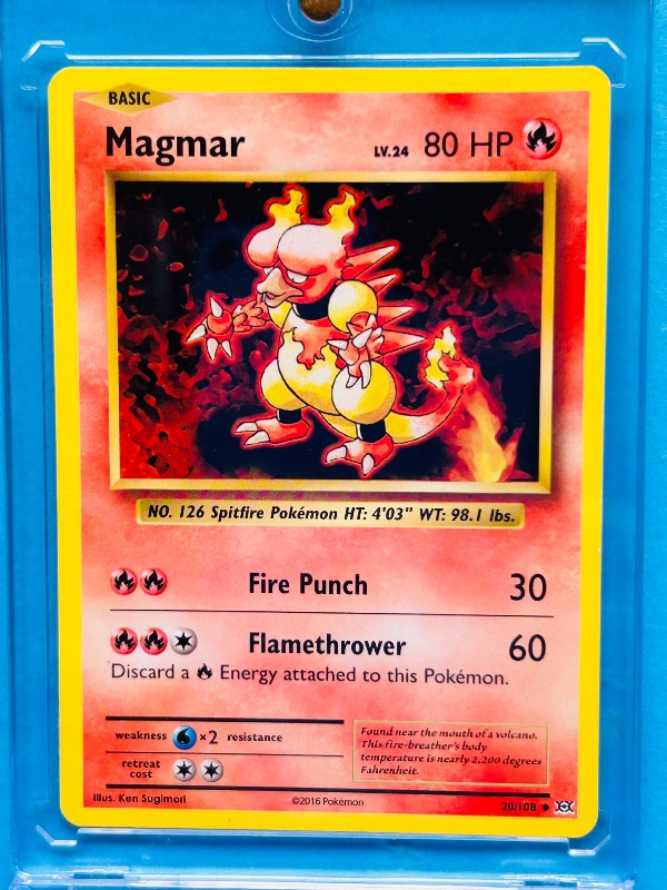 Photo 1 of 152407… Pokémon Magmar card in hard plastic case 