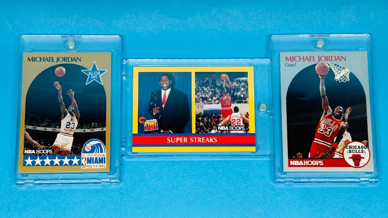 Photo 1 of 152422…3 Michael Jordan cards in hard plastic cases