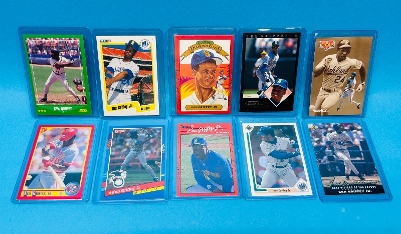Photo 1 of 152423… final sale no returns/refunds-10 mixed Ken Griffey Jr. baseball cards in hard plastic sleeves