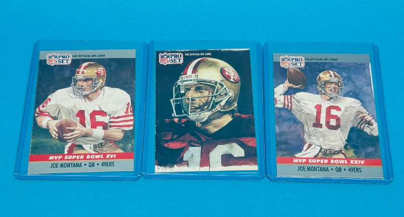 Photo 1 of 152424…3 Joe Montana cards in hard plastic sleeves 