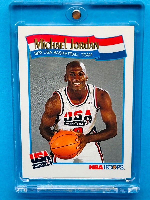 Photo 1 of 152428…Michael Jordan Olympic card 579 in hard plastic case