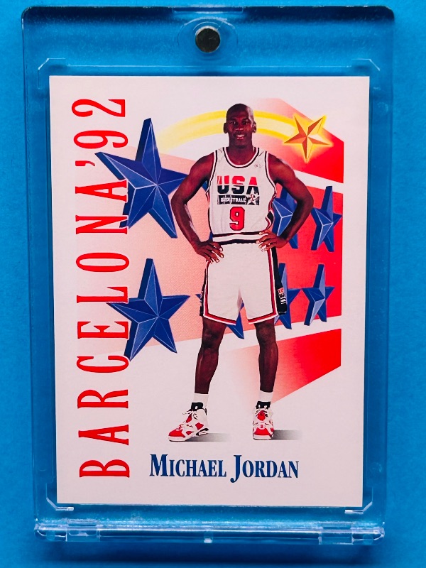 Photo 1 of 152429…Michael Jordan Barcelona card 534 in hard plastic case
