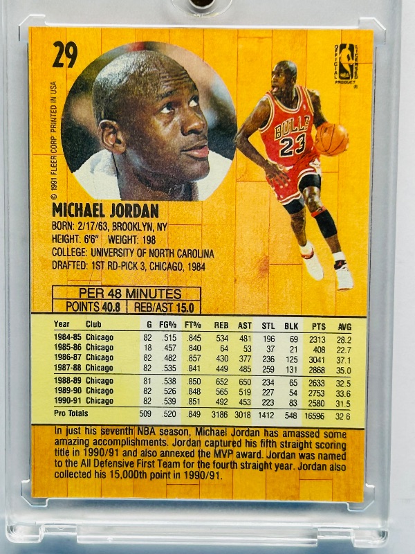 Photo 1 of 152432…Michael Jordan card 29 in hard plastic case