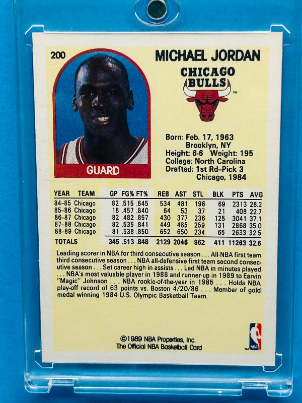 Photo 1 of 152434…Michael Jordan card 200 in hard plastic case