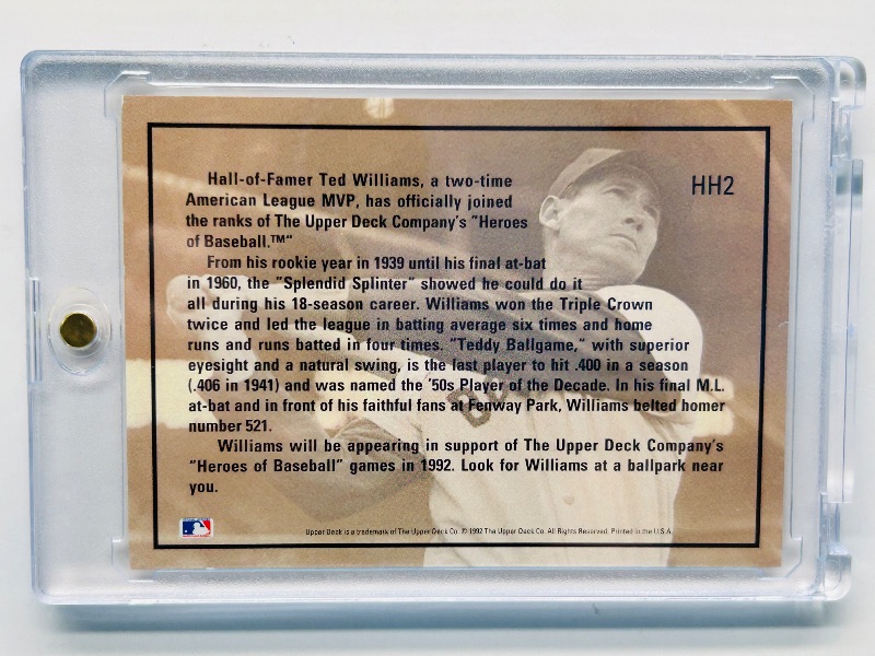 Photo 1 of 152435…hologram Ted Williams cards HH2 in hard plastic case