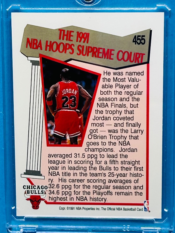 Photo 1 of 152436…Michael Jordan Supreme Court card 455 in hard plastic case
