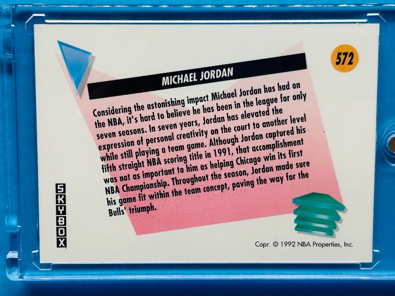 Photo 1 of 152437…Skybox Michael Jordan cards 572 in hard plastic case