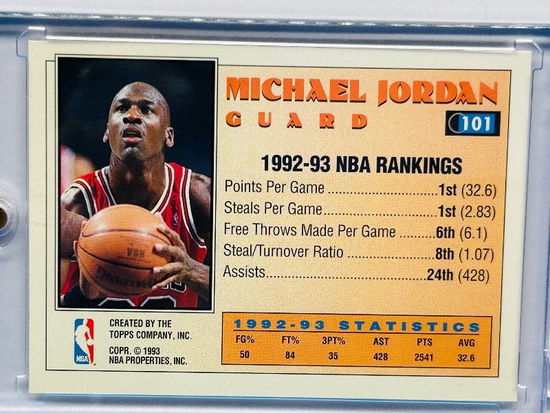 Photo 1 of 152441…Michael Jordan Topps All Star card 101 in hard plastic case