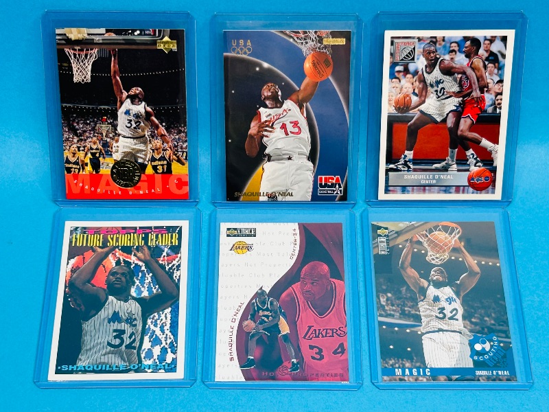 Photo 1 of 152442…6 Shaquille O’Neal cards in hard plastic sleeves 