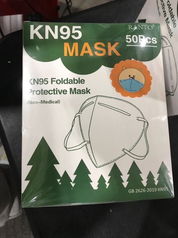 Photo 2 of Kids KN95 Masks for Children, 50Pack 5-Layer Multicolored Disposable KN95 Face Masks with Adjustable Ear Loop for Boys Girls