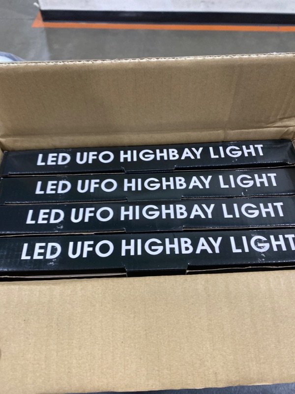 Photo 3 of 4 Pack Led High Bay Light 200W, 6500K UFO High Bay Led Shop Lights with 22000 lm, Durable High Bay Lighting with US Plug & Brackets, IP65 Commercial Light Fixture for Workshop, Warehouse