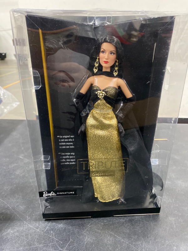 Photo 1 of Barbie Collector Signature Doll, María Félix Wearing Elegant, Glimmering Gold and Black Gown with Ornate Jewelry, Barbie Tribute Collection