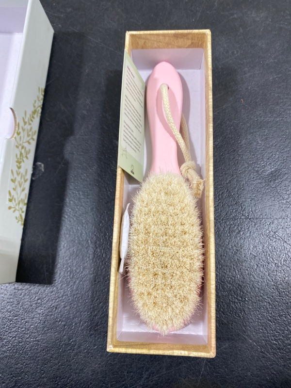 Photo 3 of Baby Hair Brush - Baby Brush with Soft Goat Bristles, Cradle Cap Brush, Perfect Scalp Grooming Product for Infant, Toddler, Kids, Newborns, Baby Girls, Boys (Blush, Oval)