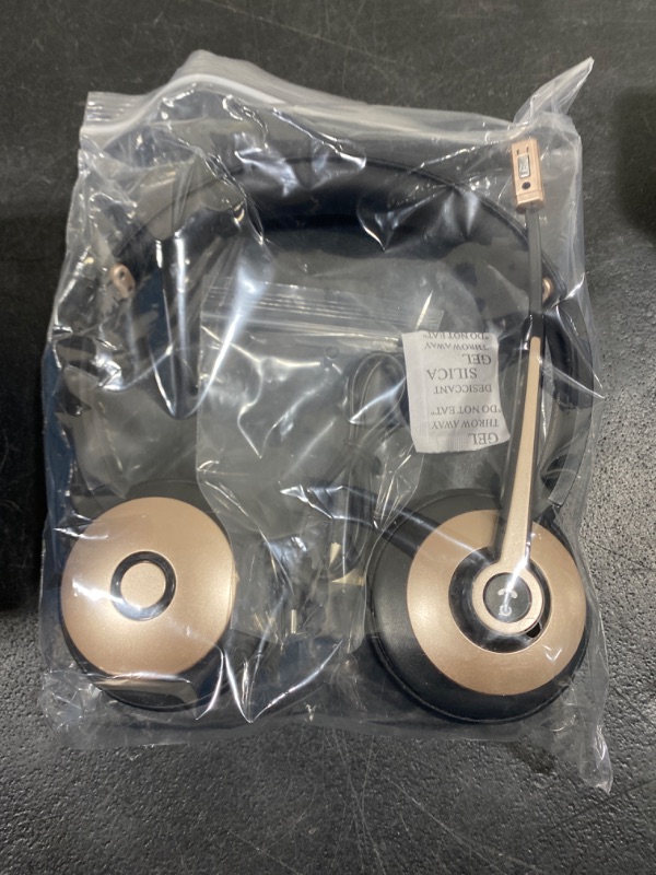 Photo 2 of Earbay Wireless Headset, Bluetooth Headsets with Microphone Noise Cancelling, On Ear Headphones with Mic Mute, Handsfree PC Headsets for Zoom/Ms Teams/Skype/Dual Connect/Laptop/iPhone/Tablet Gold