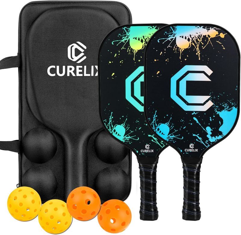 Photo 1 of CURELIX Pickleball Paddles, USAPA Approved Carbon Fiber Pickleball Paddles Set of 2, Lightweight Pickleball Racket Set with Pro Carrying Bags & 4 Balls