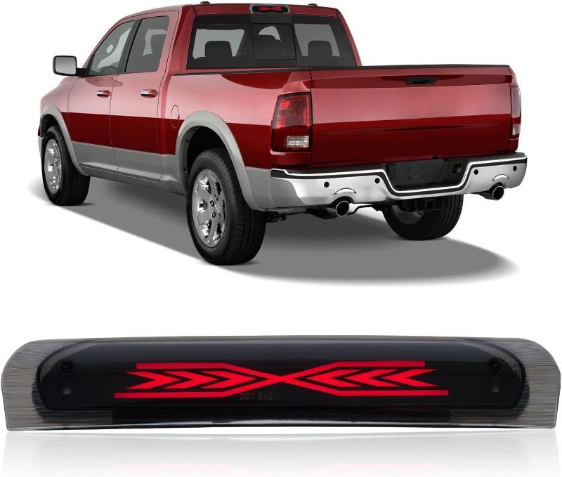 Photo 1 of Cxdar Third 3rd Brake Light for 2002-2008 Dodge Ram 1500/2003-2009 Dodge Ram 2500 3500, LED High Mount Stop Light X Style Sequential Rear Center Roof Tail Lamp, Smoke Lens