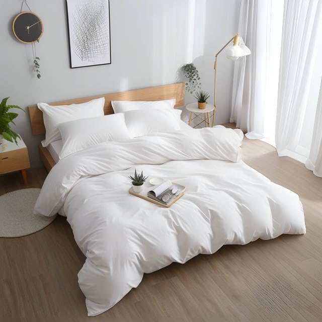 Photo 1 of 4pc Bed Sheet Set Microfiber Bedding Sheets Pillowcases Deep Pockets Easy Fit Breathable Soft not stuffy Wrinkle Free Easy Fit Bedding Sheets 2 Pillowcases (California King, White)