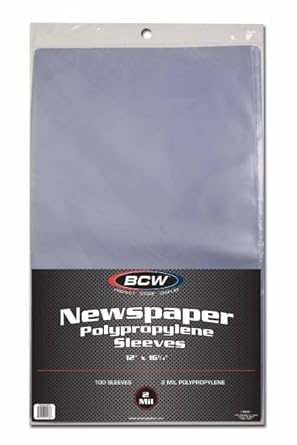 Photo 1 of (100) Newspaper Sleeves - 12-1/8" x 16 3/8" - BCW Brand