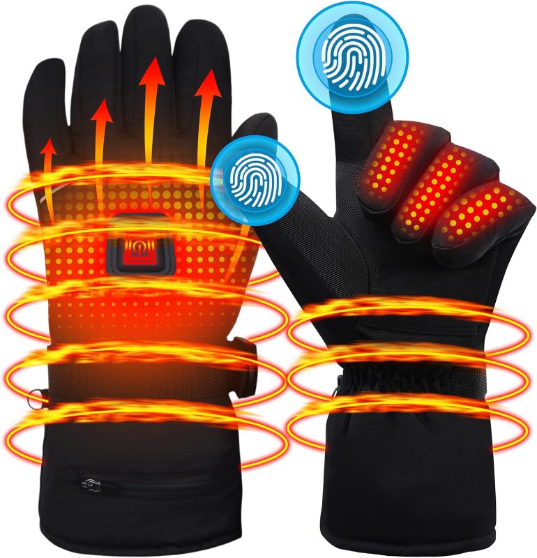 Photo 1 of Men Women Winter Rechargeable Battery Heated Gloves Electric Touchscreen Heating Gloves Liners with 3 Heat Settings - Large
