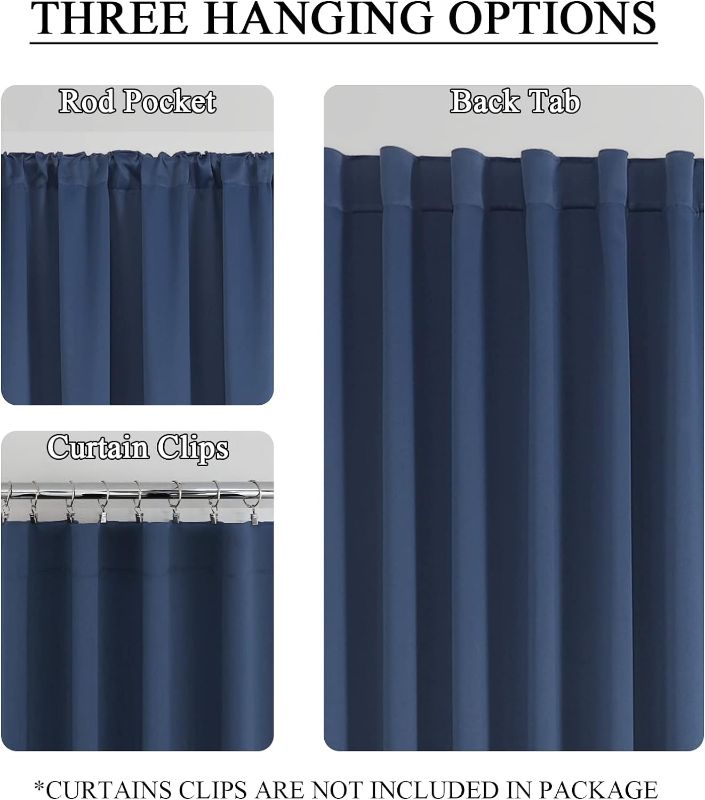 Photo 1 of Estelar Textiler Navy Blue Blackout Curtains 84 Inch Length 2 Panels Set, Light Blocking Curtains & Drapes for Bedroom, Back Tab/Rod Pocket Thermal Insulated Window Drapes for Living Room,52Wx84L Inch
