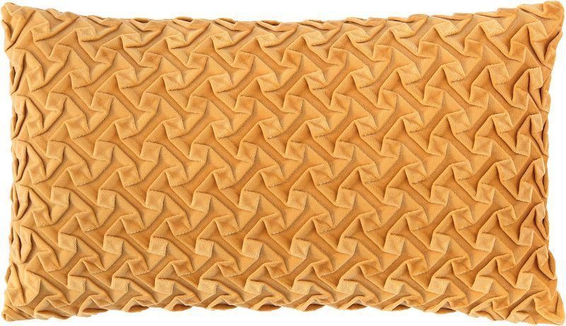 Photo 1 of Chanasya Premium Origami Textured Lumbar Throw Pillow Cover - Plush Cover for Back Support Pillow - 12" x 20” - Golden

