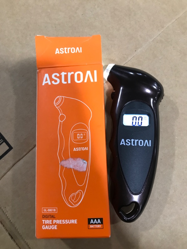 Photo 2 of AstroAI Digital Tire Pressure Gauge with Replaceable AAA Battery, 150 PSI 4 Settings Stocking Stuffers for Car Truck Bicycle Backlit LCD Non-Slip Grip Car Accessories, Brown