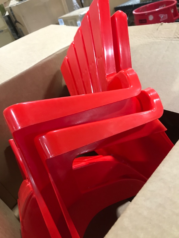Photo 3 of 2PC RED PLASTIC KIDS CHAIRS