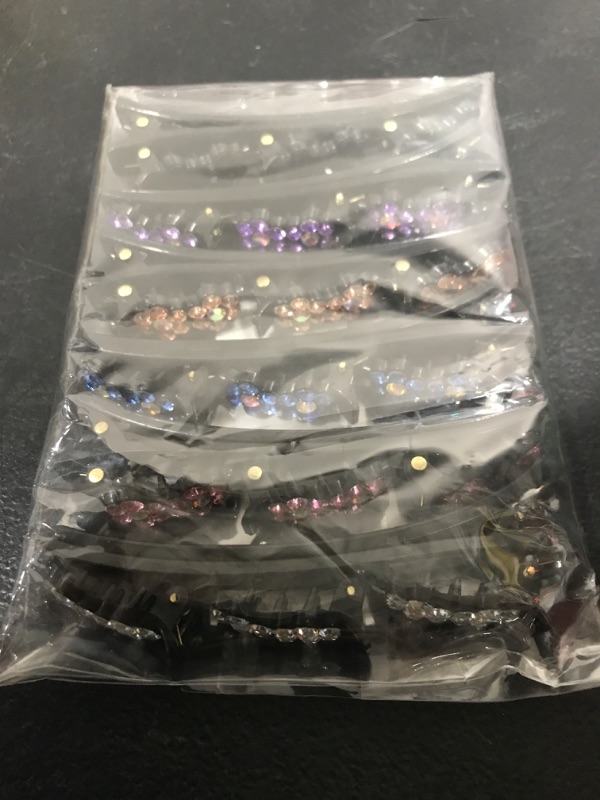 Photo 2 of 4/6PCS Sparkling Crystal Stone Braided Hair Clips, 2022 New Braided Hair Clips for Women, Hair Bands with Clips, Rhinestone Hair Clip, Satin Fabric Hair Clips (6Pcs)