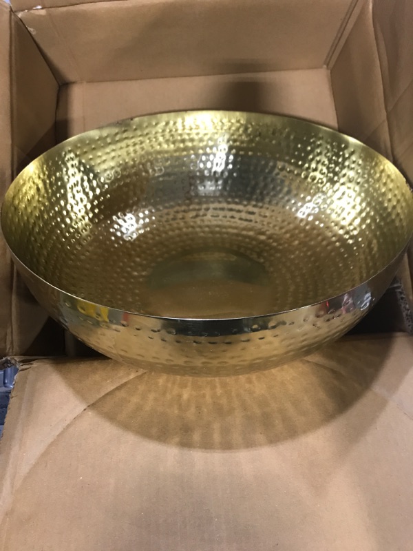 Photo 3 of Creative Co-Op Round Hammered Metal Bowl, 14", Gold,DA7392 Gold Bowl