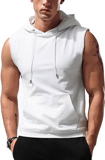 Photo 1 of ANGGREK Men's Workout Hooded Tank Tops Sleeveless Gym Hoodies Bodybuildng Muscle Shirt Cut Off T-Shirts XL