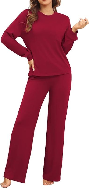 Photo 1 of ANGGREK Women's Pajama set Long sleeve soft Sleepwear Nightwear Loungewear PJ sets with Pocket XL