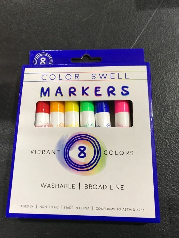 Photo 1 of Color Swell Washable Markers With 8 Vibrant Colors Are Perfect for Teachers, Kids, Parties, and Classrooms