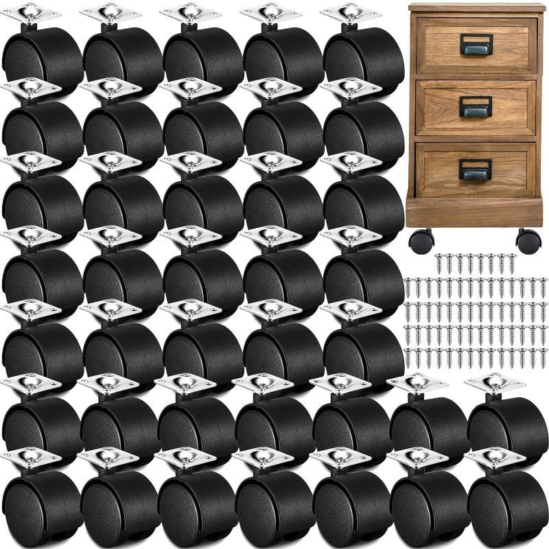 Photo 2 of Thyle 50 Pack Office Chair Caster Wheels Furniture Casters for Carpet 2 Inch Chair Casters Replacement Nylon Chair Roller Wheels Heavy Duty Caster for Hardwood Floors Carpet (Top Plate)
