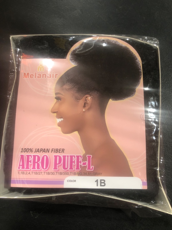 Photo 2 of Afro Puff Drawstring Ponytail Kinky Curly Bun Hair Synthetic Short Extensions Hairpieces Updo Hair for Black Women Girls(1B)