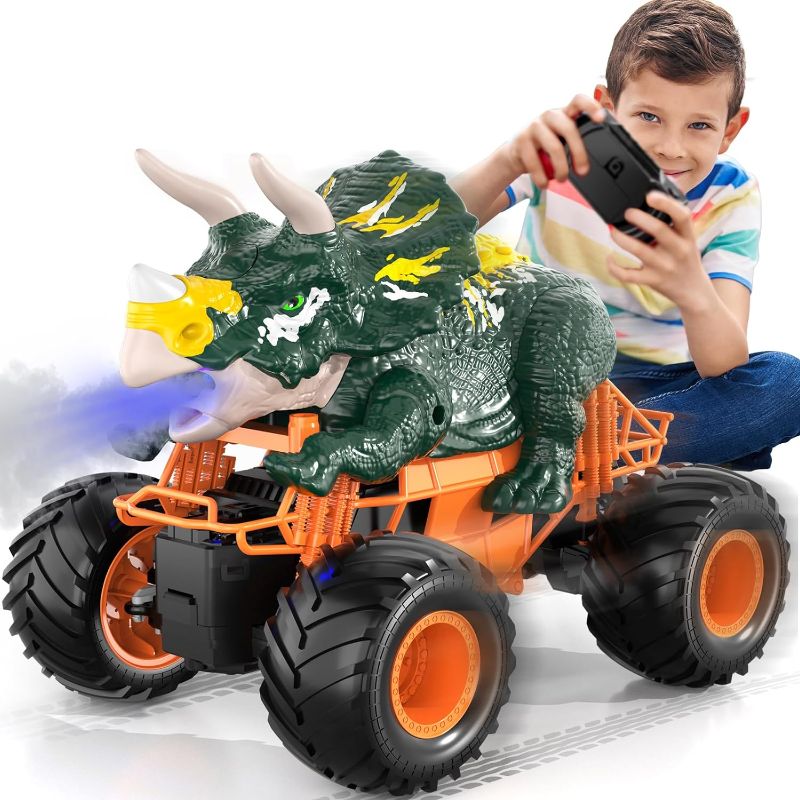 Photo 1 of Bennol Remote Control Dinosaur Car for Boys Kids, 2.4Ghz RC Dinosaur Truck Toys for Toddlers, Electric Hobby RC Car Toys Triceratops with Light & Sound Spray for 3 4 5 6 7 8 Year olds Kids Boys Girls
