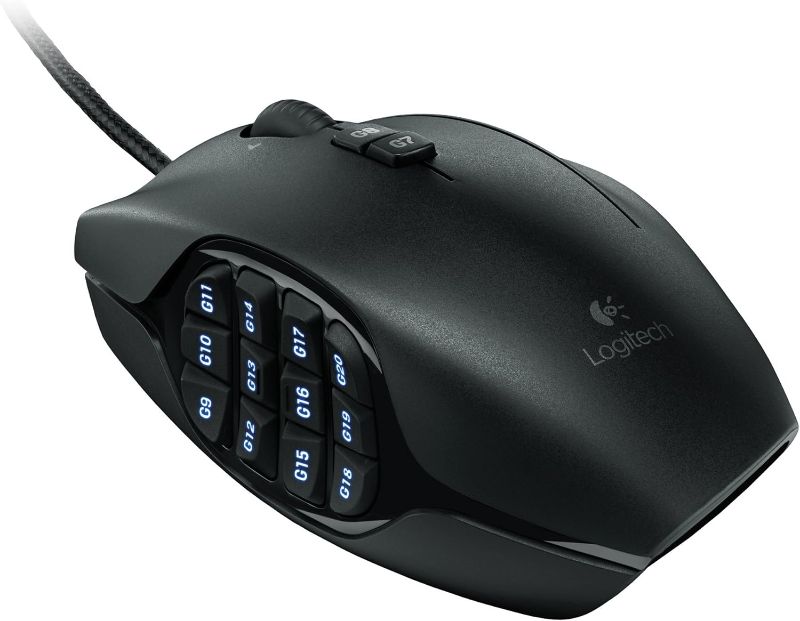 Photo 1 of Logitech G600 MMO Gaming Mouse, RGB Backlit, 20 Programmable Buttons, Black
