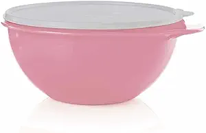 Photo 1 of Tupperware Thatsa Bowl 32 Cup 7.8L Vintage Mixing Bowl White and Pink