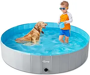 Photo 1 of Toozey High Durability Dog Pool Foldable Hard Plastic Swimming Pool Collapsible Dog Bath Tub Outside Kiddle Pool Portable Pool for Puppy Small Medium Large Dogs and Kids, 47.2" x 11.8"