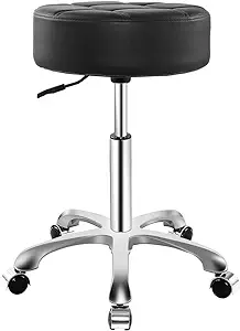 Photo 1 of Rolling Adjustable Stool for Work Medical Tattoo Salon Office,Heavy Duty Esthetician Hydraulic Chair Stool with Wheels (Black) Black no footrest