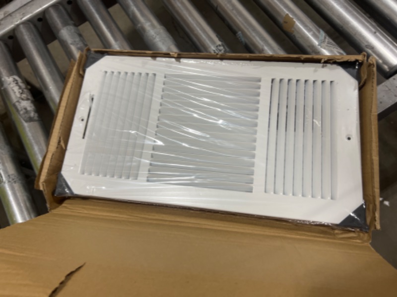 Photo 2 of 16" X 8" 3-Way AIR Supply Grille - Vent Cover & Diffuser - Flat Stamped Face - White [Outer Dimensions: 17.75"w X 9.75"h] 16 x 8 - 3Way White