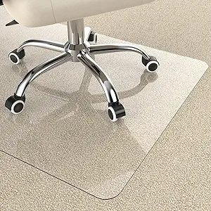 Photo 1 of Office Chair Mat for Carpeted Floors, Desk Mats 48"X30" for Rolling Desk on Low Pile Carpets, Small Computer Gaming Plastic Floor Mats for Office Chair on Carpet, Easy Glide Without Curling