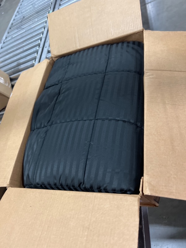 Photo 2 of Elegant Comfort Wrinkle Resistant - Silky Soft Dobby Stripe Bed-in-a-Bag 8-Piece Comforter Set - King Black
