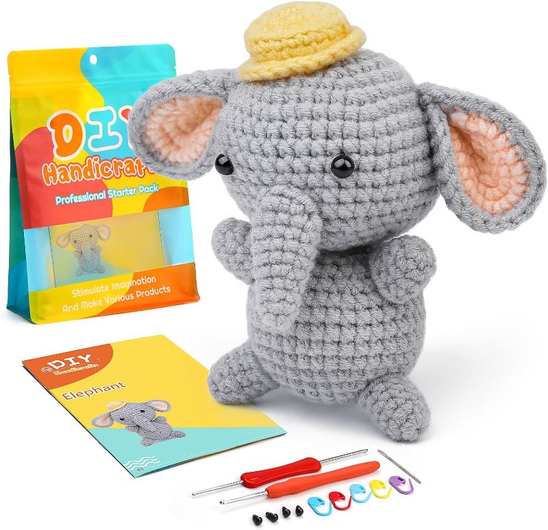 Photo 1 of UzecPk Beginner Crochet Kit, Crochet Animal Kit with Yarn, Complete Crochet Kit for Adults and Kids Craft with Instruction and Video Tutorials
