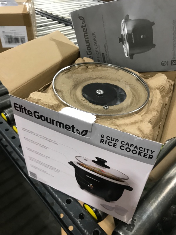 Photo 2 of Elite Gourmet ERC006SS 6-Cup Electric Rice Cooker with 304 Surgical Grade Stainless Steel Inner Pot, Makes Soups, Stews, Porridges, Grains and Cereals, 6 cup (3 cups uncooked), Black 6 Cups Cooked, Stainless Steel