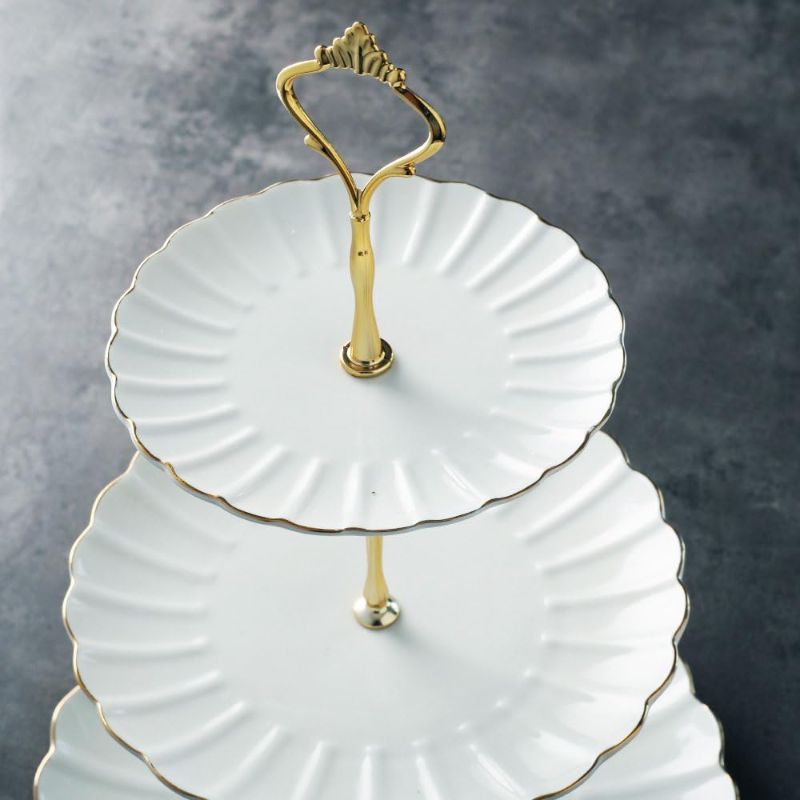 Photo 1 of 4 Tier Ceramic Cake Stand Wedding, Dessert Cupcake Stand for Tea Party Serving Platter (White)
