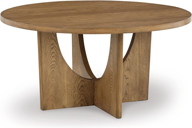 Photo 1 of Signature Design by Ashley Dakmore Contemporary Dining Table with Geometric Base, Light Brown
