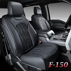 Photo 1 of Coverado Front Seat Covers, 2 Pack Waterproof Seat Covers for Cars, Luxury Leather Seat Cushions, Front and Rear Seat Protectors, Auto Seat Covers Fit for Most Vehicles(Black) Black Front
